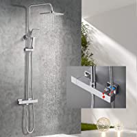 WOOHSE Columna de Ducha Termostático Adjustable Griferias Hidrosanitarias Termostaticas Conjunto de Ducha con Cabezal…